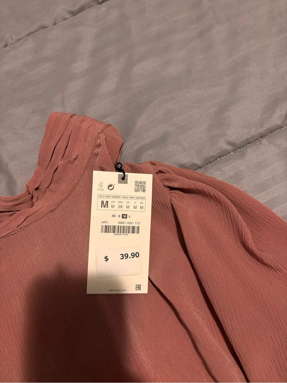 NWT Zara High Collar Blouse with Puff Sleeves size Medium